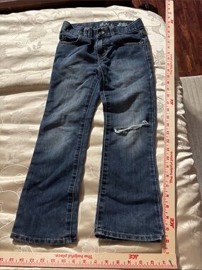 The Children's Place Dark Blue Flare Jeans with Knee Rip